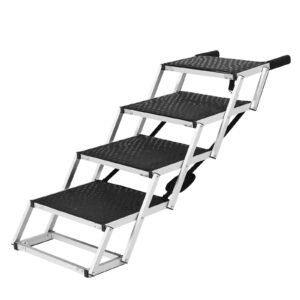 dog stair for cars wide 4 step dog car steps folding dog car ramp with nonslip surface portable pet steps lightweight aluminum for car suv and truck supports up to 150 lbs 3.jpg
