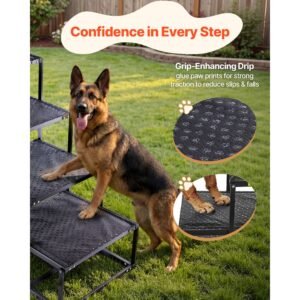 dog stairs for car 4 steps extra wide foldable dog ramp for large dogs with non slip surface portable lightweight pet stairs ladder for car suv truck high bed sofa support up to 250 lbs 3.jpg