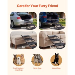 dog stairs for car 4 steps extra wide foldable dog ramp for large dogs with non slip surface portable lightweight pet stairs ladder for car suv truck high bed sofa support up to 250 lbs 5.jpg