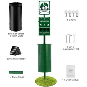 dog waste station commercial dog poop station 115 gallons pet waste bin with 50 can liners bag dispenser 600 waste bags outdoor dog waste disposal system for backyard 4.jpg