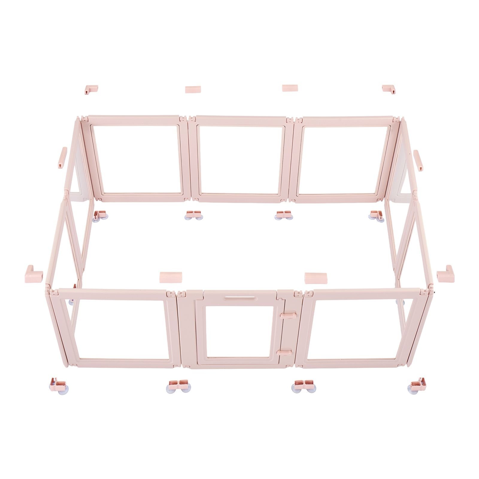 dog whelping box, 60x39x23 in plastic dog whelping pen for medium sized dogs, waterproof transparent puppy playpen with windows & door lock, easy to clean, durable indoor pet dogs cats birth kit