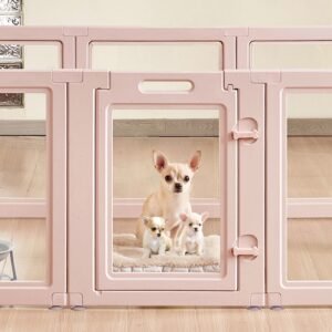 dog whelping box, 60x39x23 in plastic dog whelping pen for medium sized dogs, waterproof transparent puppy playpen with windows & door lock, easy to clean, durable indoor pet dogs cats birth kit