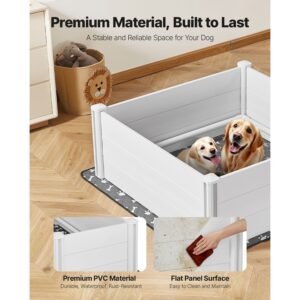 dogs whelping box 48 x 48 x 181 inch plastic pvc puppies playpen with height adjustable door and washable pee pad anti deformation indoor puppy play pen for large breed dogs milk white 2.jpg
