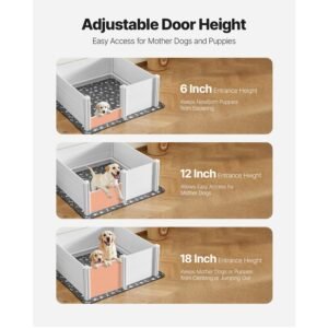 dogs whelping box 48 x 48 x 181 inch plastic pvc puppies playpen with height adjustable door and washable pee pad anti deformation indoor puppy play pen for large breed dogs milk white 3.jpg