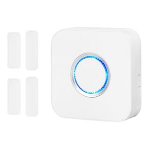 Door Chime, DC 12V, Wireless Door Open Contact Sensor Alarm Chime with 656 ft Range, 58 Chimes & 5 Adjustable Volume, Doors Ringer Alert for Business, Store, Home, Office When Entering