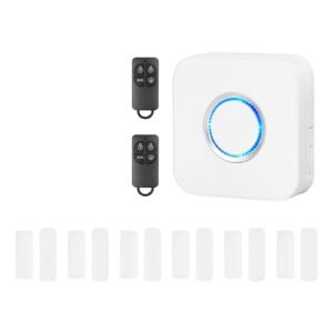 Door Chime, DC 12V, Wireless Door Open Contact Sensor Alarm Chime with 656 ft Range, Remote Control with App, Doors Ringer Alert for Business, Store, Home, Office (6 Sensors + 1 Receiver)