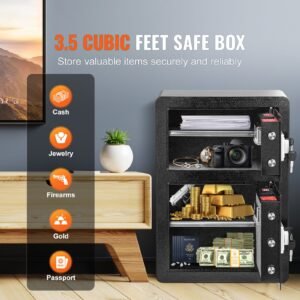 double doors 35 cuft safe box with key lock password safe lock box with fireproof bag key rack led light and 2 height adjustable and removable divider 1.jpg