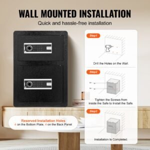 double doors 35 cuft safe box with key lock password safe lock box with fireproof bag key rack led light and 2 height adjustable and removable divider 5.jpg