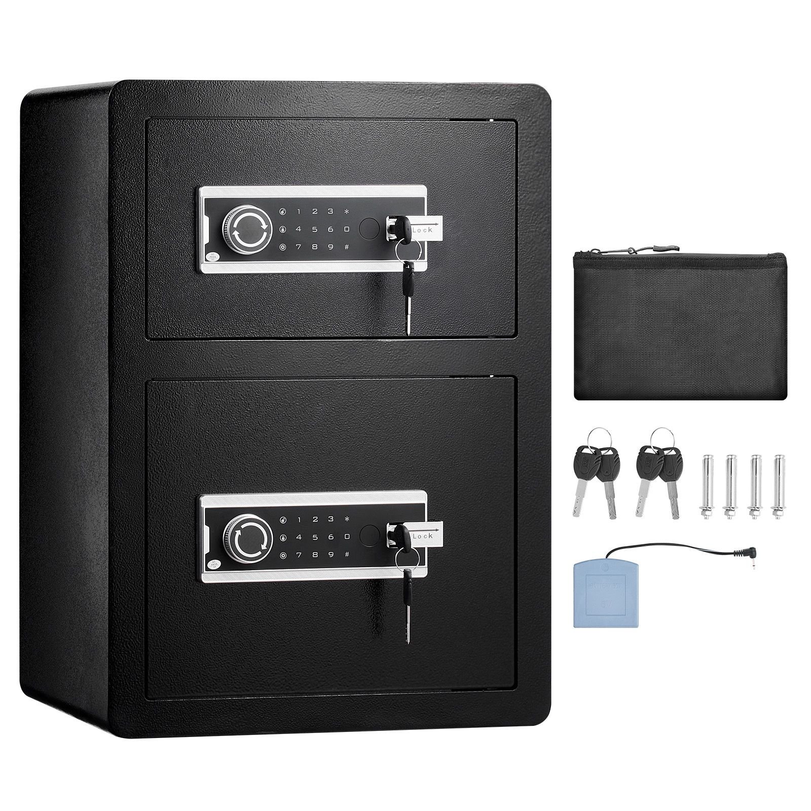 double doors 35 cuft safe box with key lock password safe lock box with fireproof bag key rack led light and 2 height adjustable and removable divider.jpg