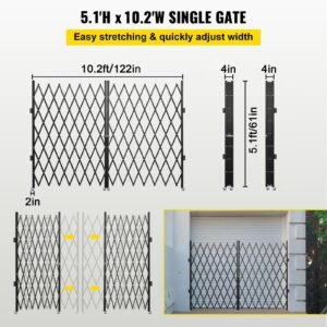 double folding security gate 5 h x 10 w folding door gate steel accordion security gate flexible expanding security gate 360 rolling barricade gate scissor gate or door with keys 2.jpg