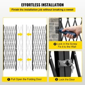 double folding security gate 5 h x 10 w folding door gate steel accordion security gate flexible expanding security gate 360 rolling barricade gate scissor gate or door with keys 5.jpg