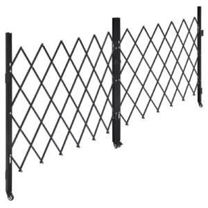 Double Folding Security Gate, Lockable Scissor Gate with 360° Swivel Casters, Outdoor Barricade Steel Retractable Gates, for Entry Security, Garage, Warehouse & Pool, 125.98 x 63.19 in (W x H)
