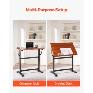 drafting table adjustable 090 tilt drawing desk portable artist table with black h frame and brown desktop wooden painting desk craft workstation for reading writing crafting meeting 5.jpg