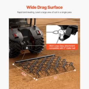 drag harrow 5 x 45 ft durable chain harrow with 60 sharp teeth suitable for atv utv tractor ideal for soil preparation seeding smoothing landscapes and yard gravel driveway maintenance 3.jpg