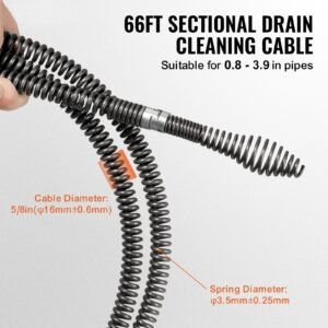 drain cleaning cable 66 ft x 58 inch professional sectional drain cleaner cable with 7 cutters for 08 to 39 pipes hollow core sewer drain auger cable for sink floor drain toilet 1.jpg
