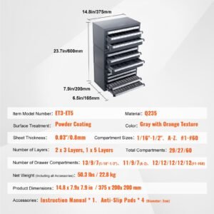 drill bit dispenser cabinet 3 pieces three drawer for 116 to 12 letter sizes a to z five drawer drill bit organizer for wire gauge sizes 1 to 60 stackable for drill bit storage 4.jpg