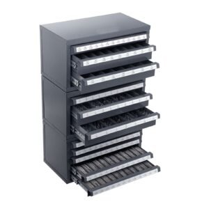 drill bit dispenser cabinet 3 pieces three drawer for 116 to 12 letter sizes a to z five drawer drill bit organizer for wire gauge sizes 1 to 60 stackable for drill bit storage 5.jpg