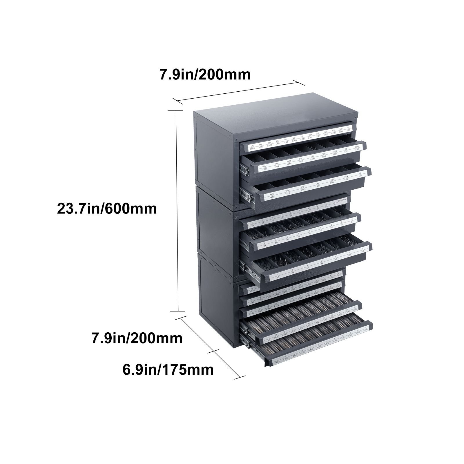 drill bit dispenser cabinet 3 pieces three drawer for 116 to 12 letter sizes a to z five drawer drill bit organizer for wire gauge sizes 1 to 60 stackable for drill bit storage.jpg
