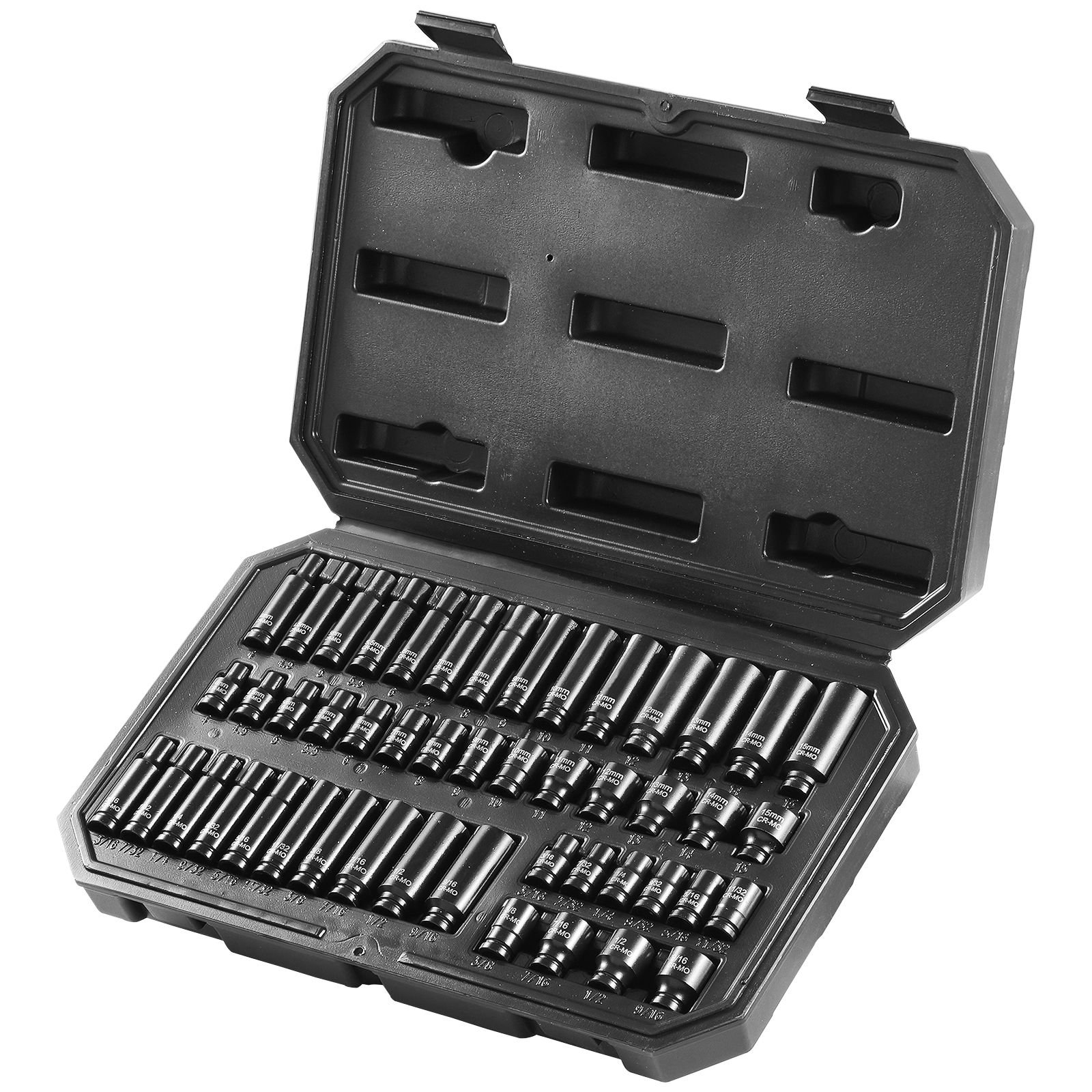drive impact socket set 14 14 piece deep socket set metric 4 15mm 6 point cr mo alloy steel for auto repair easy to read size markings rugged construction socket organizer.jpg