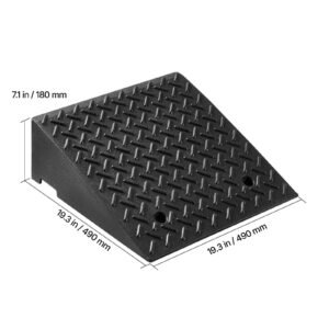 driveway curb ramp, 7000 lbs load capacity, 7 inches rise height heavy duty curbside bridge ramp with drainage tank for wheelchairs, strollers, motorcycles, cars, lawn mowers & trailers, 2 pack