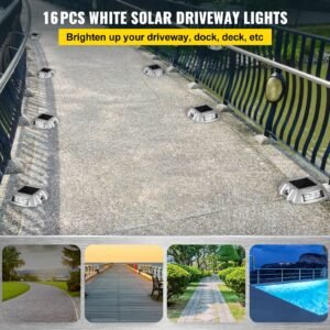 driveway lights 16 pack solar driveway lights bright white with screw solar deck lights outdoor waterproof wireless dock lights 6 leds for path warning garden walkway sidewalk steps 1.jpg