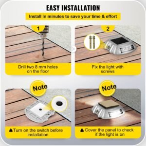 driveway lights 16 pack solar driveway lights bright white with screw solar deck lights outdoor waterproof wireless dock lights 6 leds for path warning garden walkway sidewalk steps 5.jpg