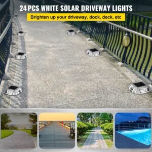 driveway lights 24 pack solar driveway lights bright white with screw solar deck lights outdoor waterproof wireless dock lights 6 leds for path warning garden walkway sidewalk steps 1.jpg