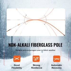 driveway markers 100 pcs 48 inch 031 in diameter orange fiberglass poles snow stakes with reflective tape 12 steel drill bit protection gloves for parking lots walkways easy visibility 3.jpg