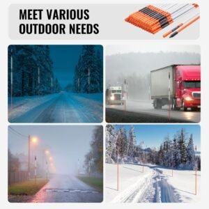 driveway markers 100 pcs 48 inch 031 in diameter orange fiberglass poles snow stakes with reflective tape 12 steel drill bit protection gloves for parking lots walkways easy visibility 5.jpg