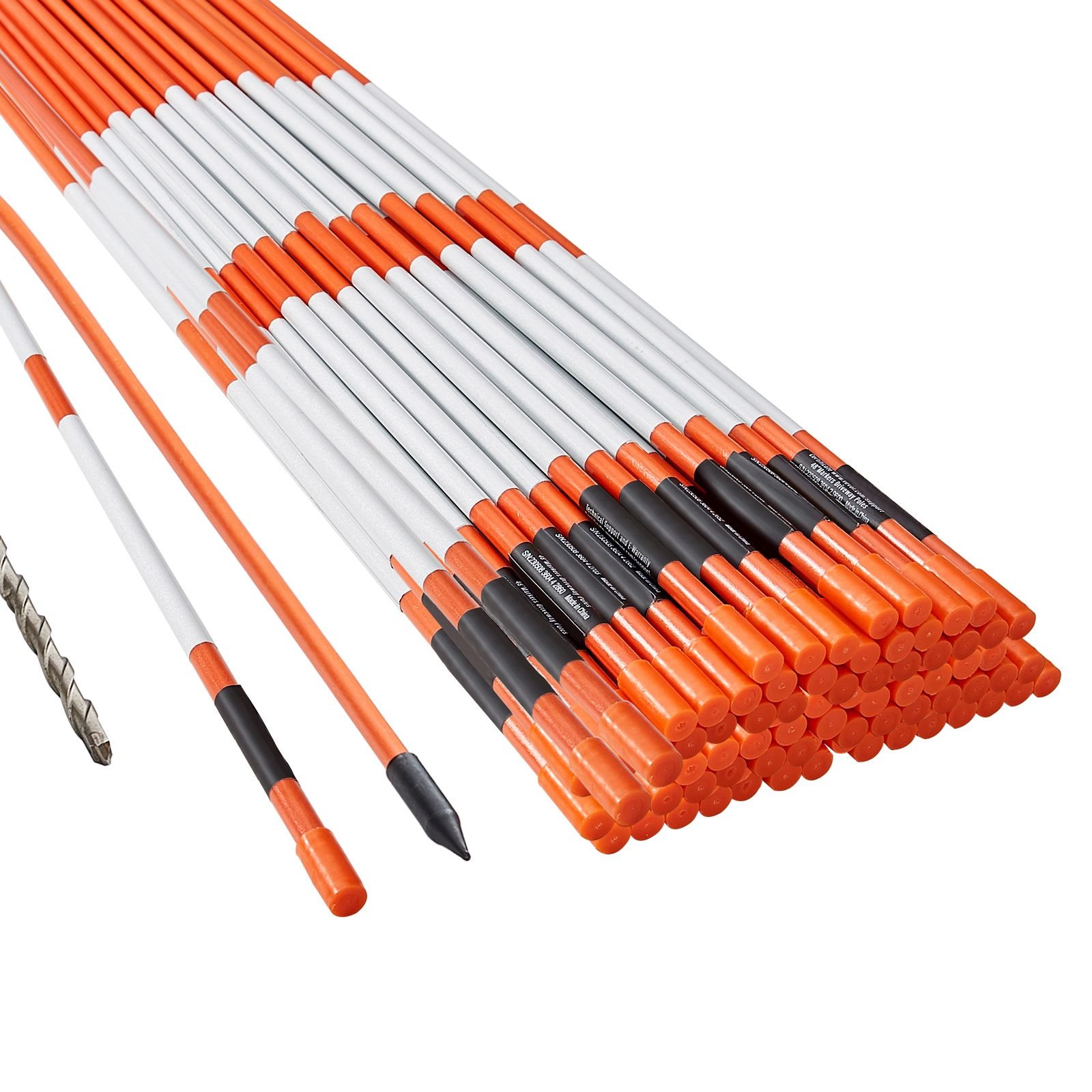 driveway markers 100 pcs 48 inch 031 in diameter orange fiberglass poles snow stakes with reflective tape 12 steel drill bit protection gloves for parking lots walkways easy visibility.jpg