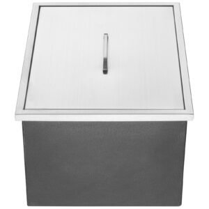 Drop in Ice Chest, 22"L x 17"W x 12"H Stainless Steel Ice Cooler, Commercial Ice Bin with Cover, 40 qt Outdoor Kitchen Ice Bar, Drain-pipe and Drain Plug Included, for Cold Wine Beer