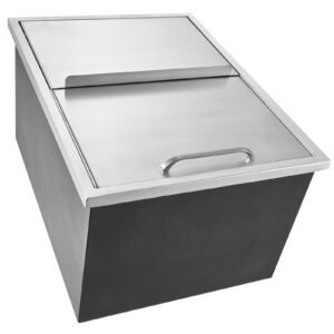 Drop in Ice Chest, 24"L x 18"W x 13"H Stainless Steel Ice Cooler, Commercial Ice Bin with Sliding Cover, 40.9 qt Outdoor Kitchen Ice Bar, Drain-pipe and Drain Plug Included, for Cold Wine Beer