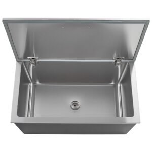 Drop in Ice Chest, 28"L x 16"W x 17"H Stainless Steel Drop in Cooler, 87.6 Quart Commercial Ice Bin with Flip Lid for Outdoor Kitchen Patio Bar, Drain-pipe Set Included, for Cold Wine Beer