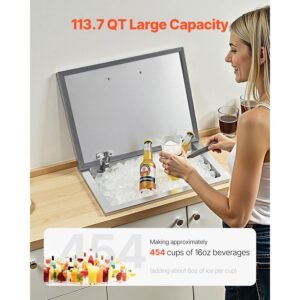 drop in ice chest 28l x 20w x 17h stainless steel drop in cooler 1137 quart commercial ice bin with flip lid for outdoor kitchen patio bar drain pipe set included for cold wine beer 1.jpg