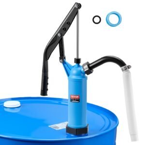 Drum Pump, 9.5 oz. Per Stroke, Lever-Action Barrel Pump, Fits 5-55 Gallon Drums with 3-Section Suction Tube Assembly & Hose, Hand Operated, Designed to Transfer Water, Alcohol, Corrosive Liquids