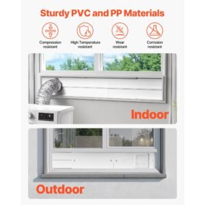 dryer vent window kit fits 4 inch exhaust hoses adjustable length for adapts sliding windows of different heights sturdy pvc and pp materials dual protections multi layer sealing design 3.jpg