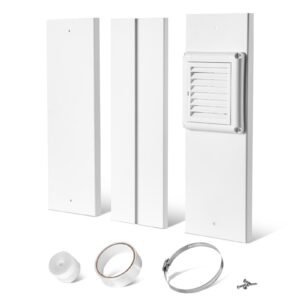 Dryer Vent Window Kit, Fits 4-Inch Exhaust Hoses, Adjustable Length for Adapts Sliding Windows of Different Heights, Sturdy PVC and PP Materials, Dual Protections & Multi-layer Sealing Design