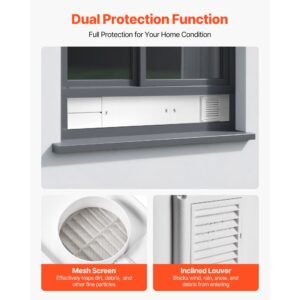 dryer vent window kit fits 4 inch exhaust hoses adjustable length for adapts sliding windows of different heights sturdy pvc and pp materials dual protections multi layer sealing design 4.jpg