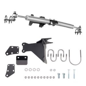 Dual Steering Stabilizer, for 2005-2024 Ford F-250/F-350 Super Duty 4WD, Dual Steering Stabilizer Kit Fits with 2 Inches of Suspension Lift or Higher, Enhanced Control and Reduced Vibration