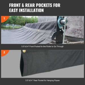 dump truck mesh tarp 7 x 14 ft pvc coated black heavy duty cover with 55 18oz double pocket brass grommets reinforced double needle stitch webbing fits manual or electric dump truck system 2.jpg
