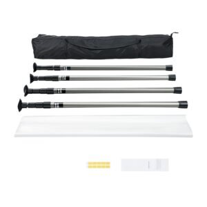 Dust Barrier Poles, Carry Bag, 10 Ft Poles with 4 Telescoping Poles, and 32.8x13.12 Ft Plastic Film, for Interior Decoration and Painting Projects