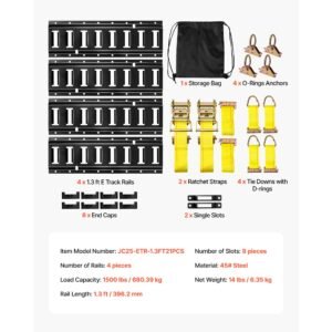 e track tie down rail kit 4 pack 13 ft e tracks set 21 pcs includes 2 ratchet straps 4 o rings 4 tie offs with d ring 2 single slots 8 end caps 1 bag fit for garages vans trailers 4.jpg
