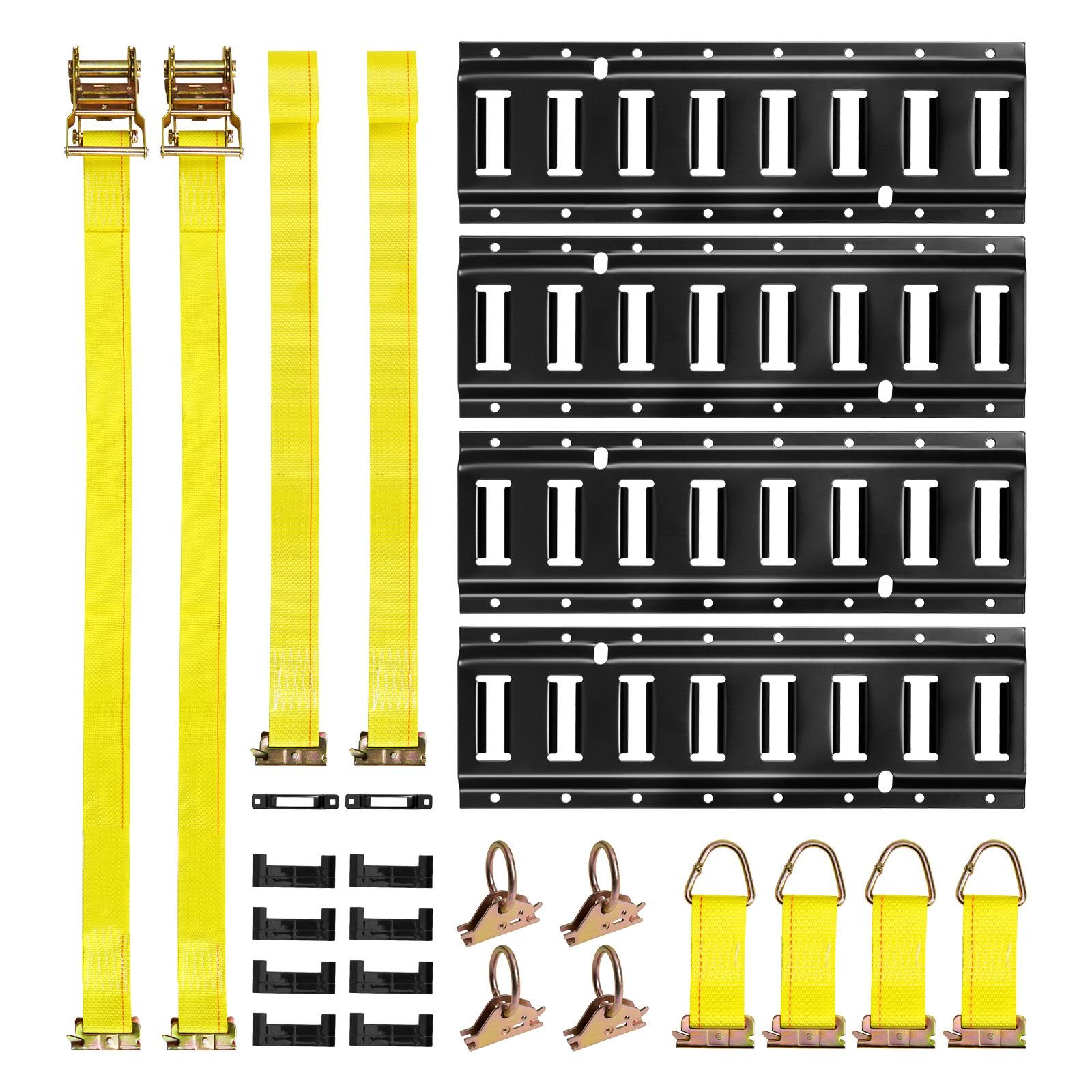 e track tie down rail kit 4 pack 13 ft e tracks set 21 pcs includes 2 ratchet straps 4 o rings 4 tie offs with d ring 2 single slots 8 end caps 1 bag fit for garages vans trailers.jpg