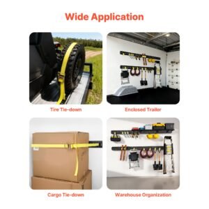 e track tie down rails 4 pack 77 ft e track rails secures cargo heavy loads up to 2000 lbs trailer tie down system suitable for garages vans motorcycle tie downs atv mountings 4.jpg