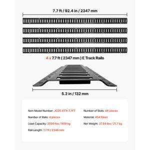 e track tie down rails 4 pack 77 ft e track rails secures cargo heavy loads up to 2000 lbs trailer tie down system suitable for garages vans motorcycle tie downs atv mountings 5.jpg