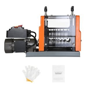 Electric Cable Stripping Tool, 0.06''-0.98'' Motorized Wire Stripper, 60W, Features Clear Depth Gauge, Includes 6 Circular & 1 Flat Channels for Efficient Copper Wire Recycling