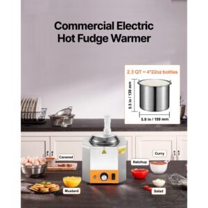 Electric Cheese Dispenser with Pump, 2.4L Commercial Hot Fudge Warmer, Plastic Pump Dispenser, 86-230 Fahrenheit Temp Adjustable Nacho Cheese Sauce Warmer, for Hot Fudge Cheese Caramel