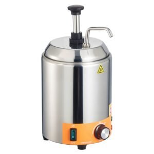 electric cheese dispenser with pump, 2.4l commercial hot fudge warmer, stainless steel pump dispenser, 86 230fahrenheit temp adjustable nacho cheese sauce warmer, for hot fudge cheese caramel