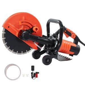 Electric Concrete Saw, 12 in, 1800 W Motor Circular Saw Cutter with Max. 4.5 in Adjustable Cutting Depth, Wet Disk Saw Cutter Includes Water Line, Pump and Blade, for Stone, Brick
