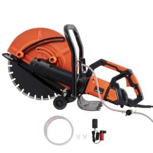 Electric Concrete Saw, 16 in, 3200 W Motor Circular Saw Cutter with Max. 6 in Adjustable Cutting Depth, Wet Disk Saw Cutter Includes Water Line, Pump and Blade, for Stone, Brick